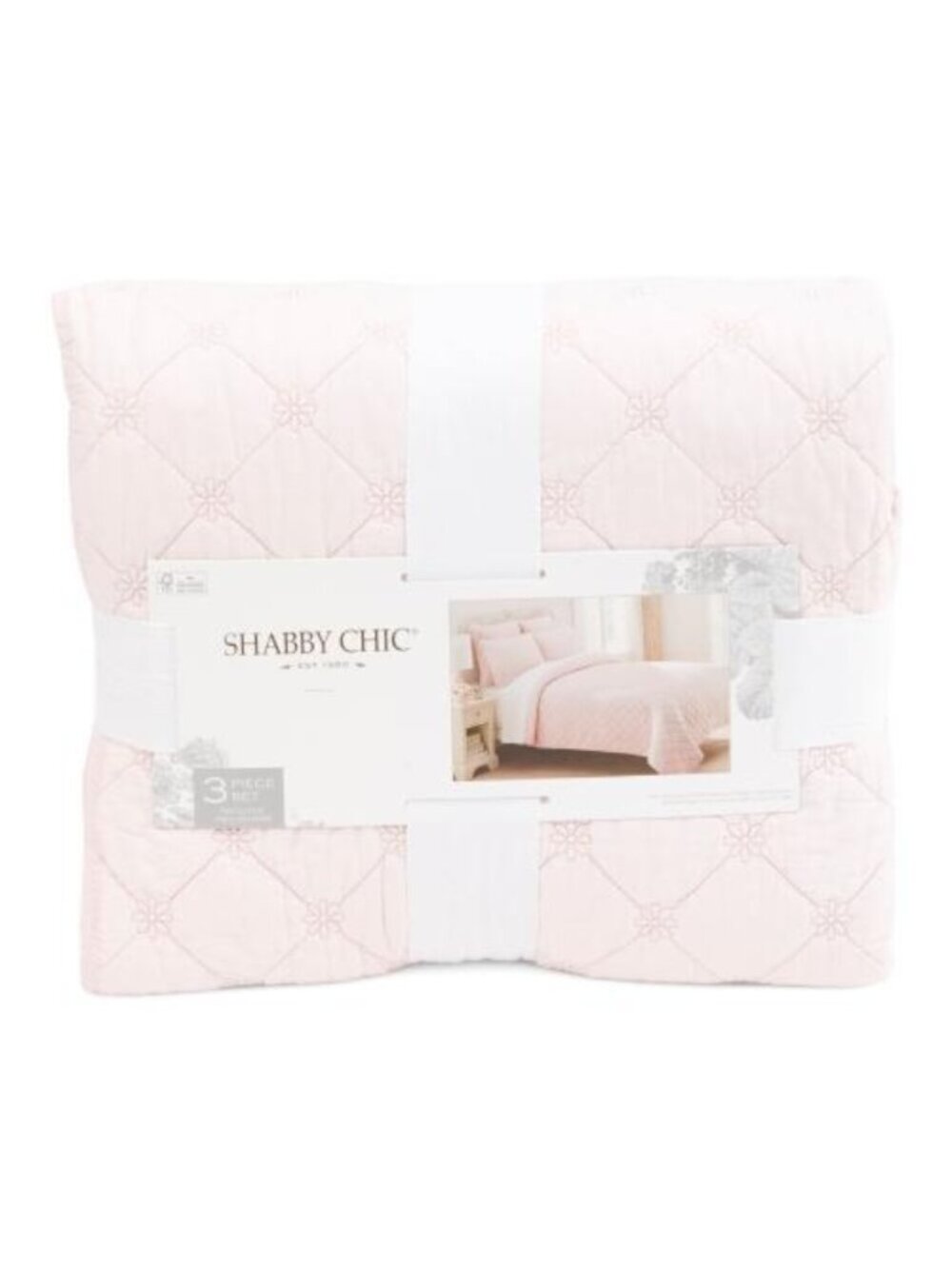 SHABBY CHIC Cotton Daisy Embroidered Quilt Set
